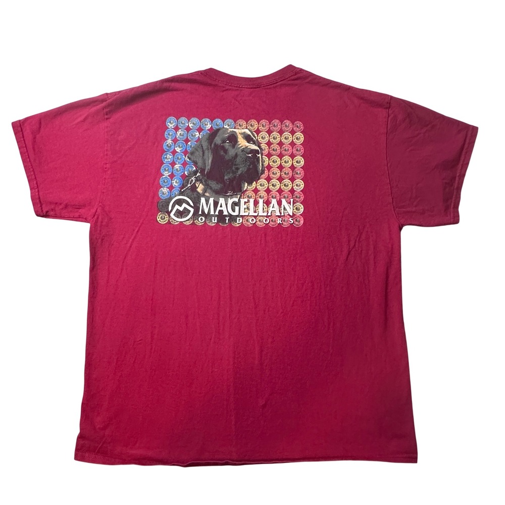 Magellan T-Shirt Mens XL Maroon Black‎ Lab Dog Shotgun Shell Graphic Hunting Tee